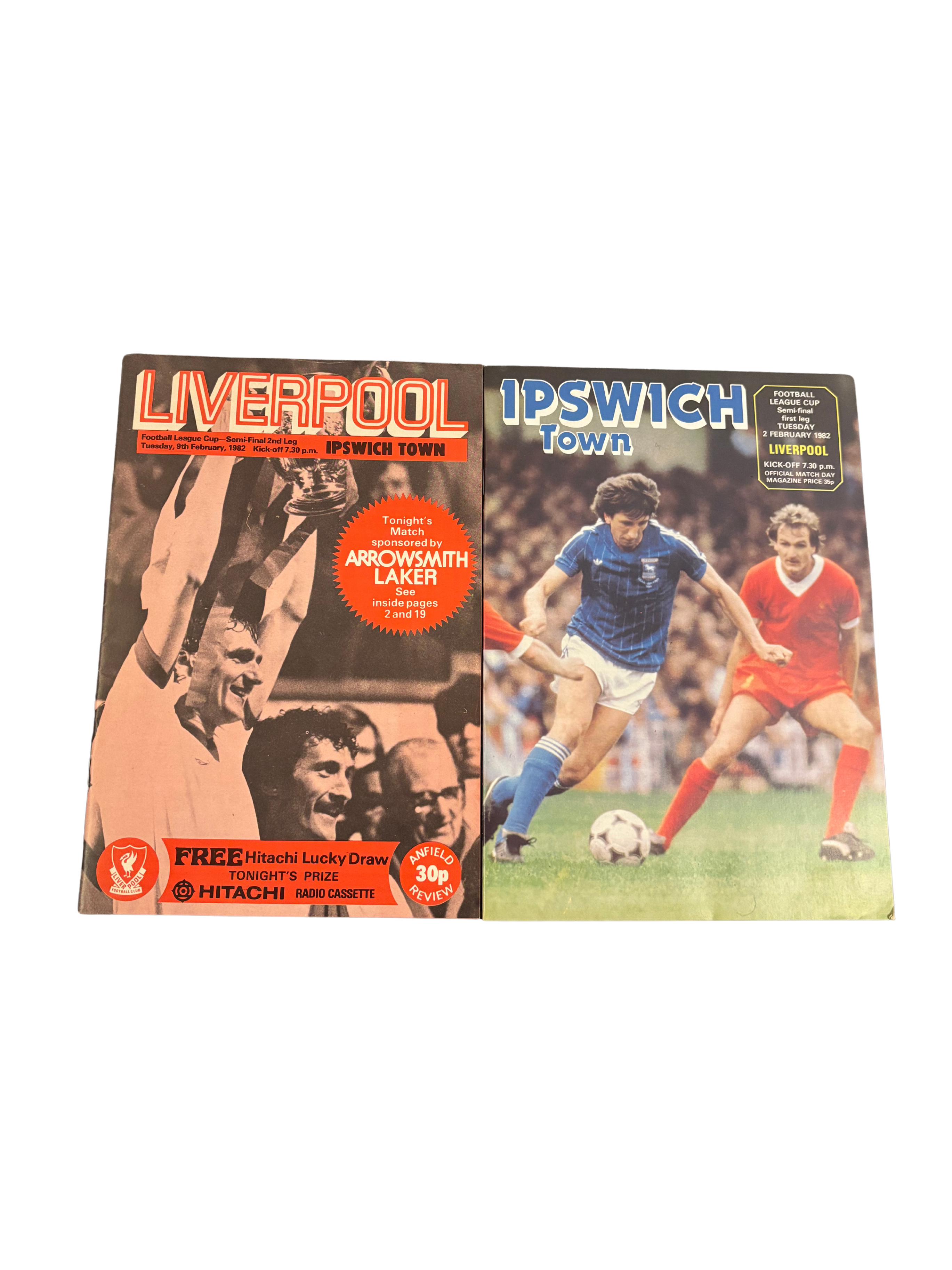 2x Ipswich V Liverpool 1982 Semi-Final Leg 1 and 2 programmes